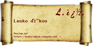 Lesko Ákos névjegykártya